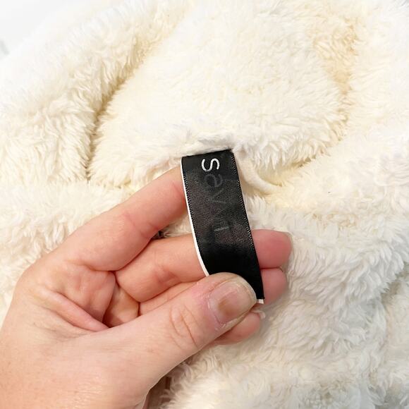 Savvi Amy Long Sleeve Full Zip Sherpa Fleece Jacket with Hood Cream Medium - Picture 2 of 11